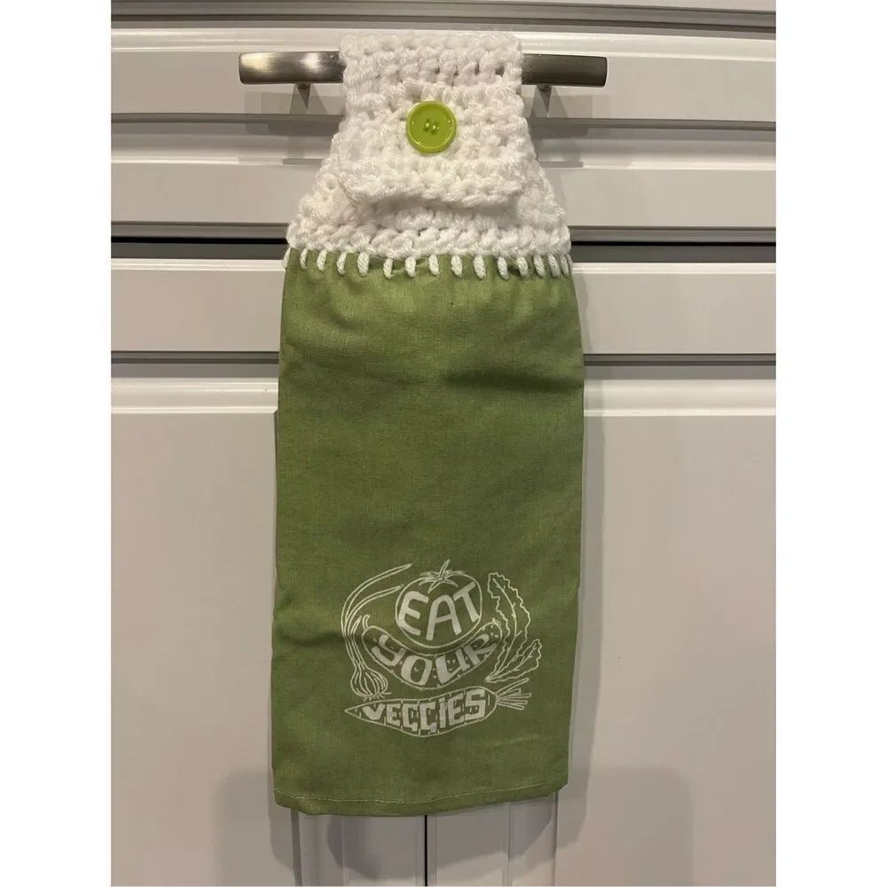 Crochet Top Kitchen Towel- Eat Your Veggies